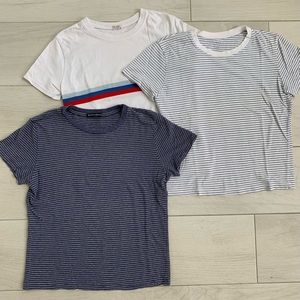 3 Brandy Melville Striped Cropped Shirts. Red, White & Blue.
